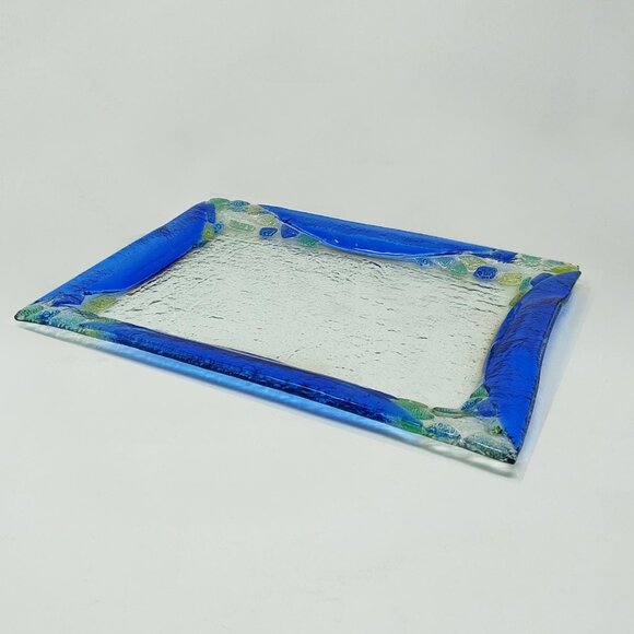 1970s Astonishing Blue Tray By Albatros in Murano Glass. Made in Italy - Picture 5 of 8